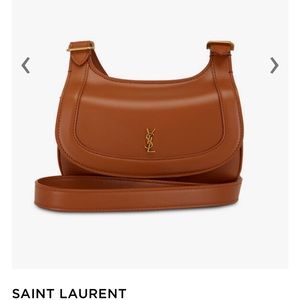 Saint Laurent Mini Charlie Dark Tan Leather Saddlebag